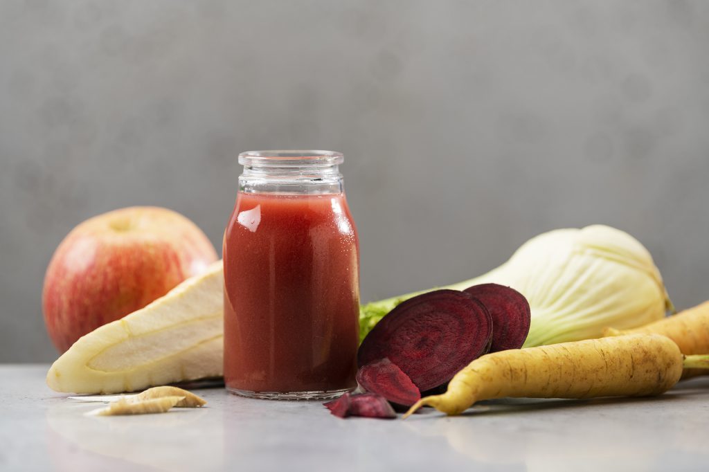 Karaf met blushing boost sap van happyjuicy