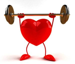 illustratie van een hart dat een barbell optilt